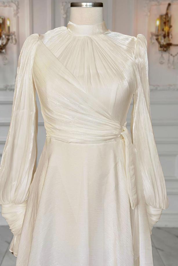 Hijab clothing CREAM MODEST EVENING DRESS T 5163 - TRENDTESETTÜR