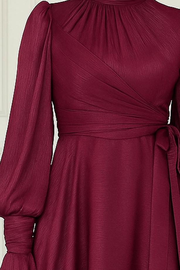 Vêtements hijab ROUGE BORDEAUX ROBE DE SOIRÉE MODESTE T 5163 - TRENDTESETTÜR