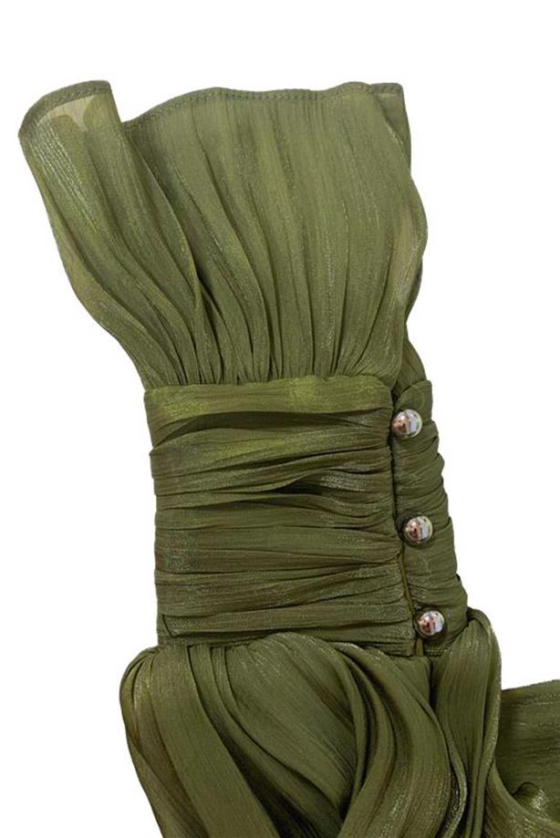 Hijab clothing KHAKI MODEST EVENING DRESS T 5163 - TRENDTESETTÜR