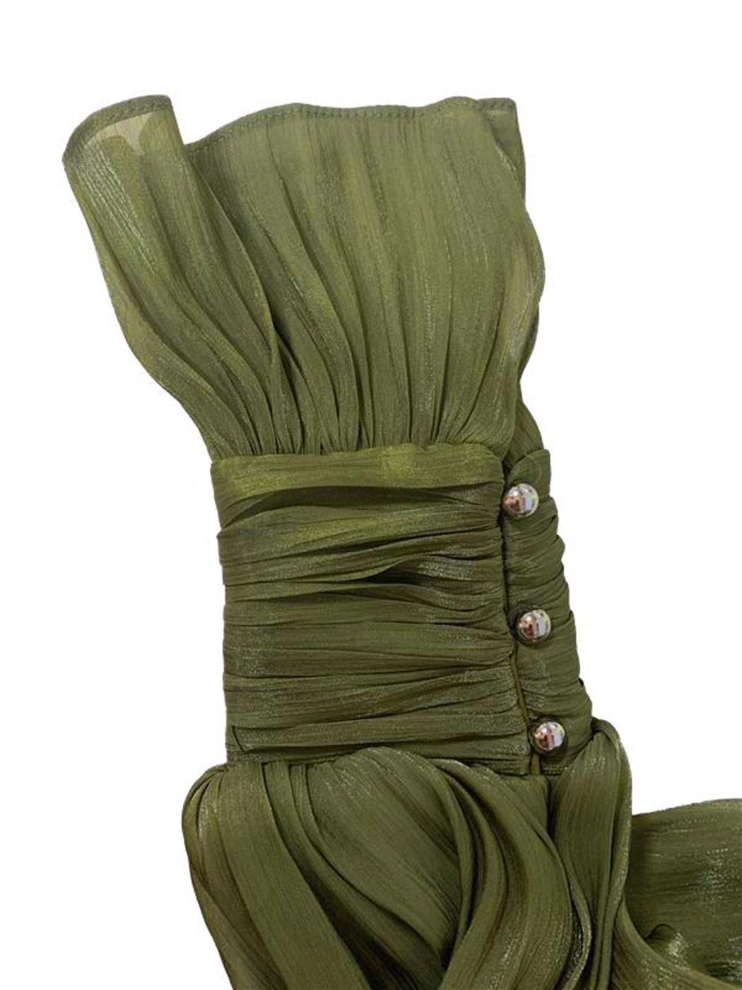 Tesettür giyim HAKİ BAĞLAMA DETAYLI ABİYE ELBİSE T 5163