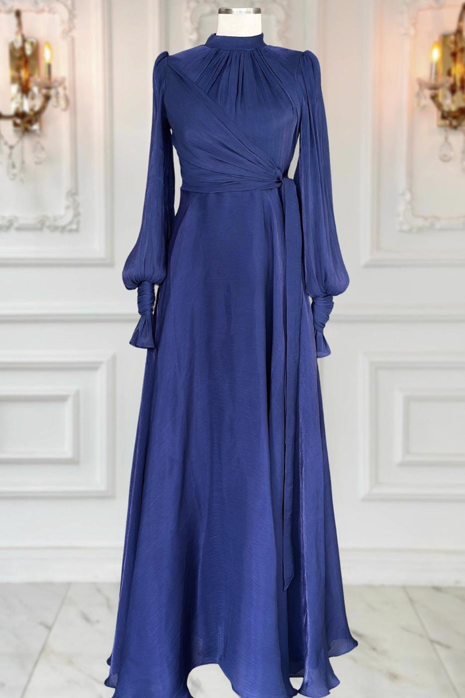 Vêtements hijab BLEU MARINE ROBE DE SOIRÉE MODESTE T 5163
