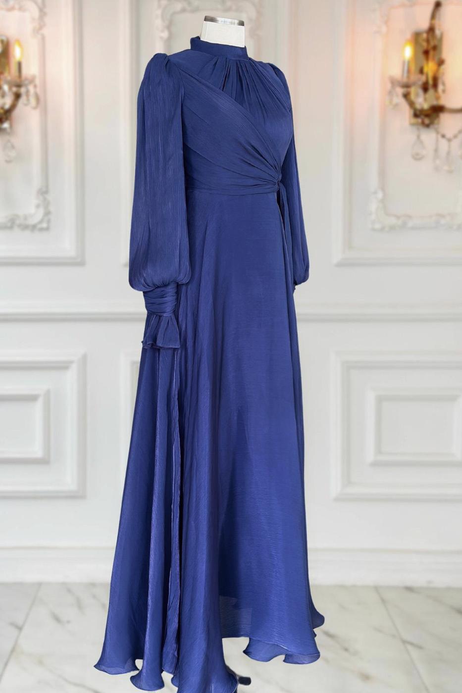 Vêtements hijab BLEU MARINE ROBE DE SOIRÉE MODESTE T 5163