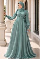 Hijab clothing BLUE MODEST EVENING DRESS T 5163