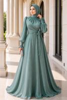 Hijab clothing BLUE MODEST EVENING DRESS T 5163