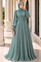 Hijab clothing BLUE MODEST EVENING DRESS T 5163