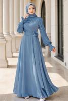Hijab clothing NAVY BLUE MODEST EVENING DRESS T 5163