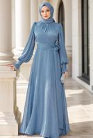 Hijab clothing NAVY BLUE MODEST EVENING DRESS T 5163