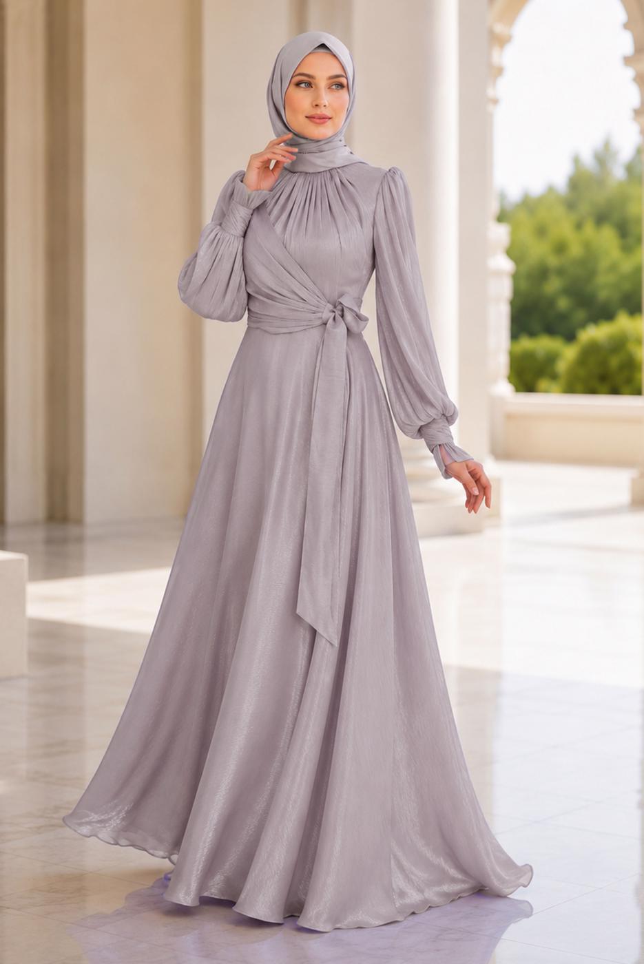 Vêtements hijab POURPRE ROBE DE SOIRÉE MODESTE T 5163