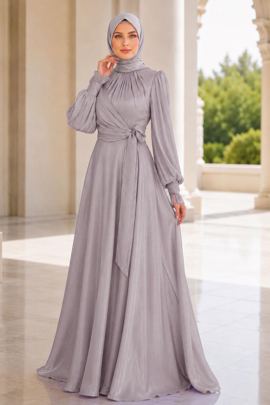 Vêtements hijab POURPRE ROBE DE SOIRÉE MODESTE T 5163