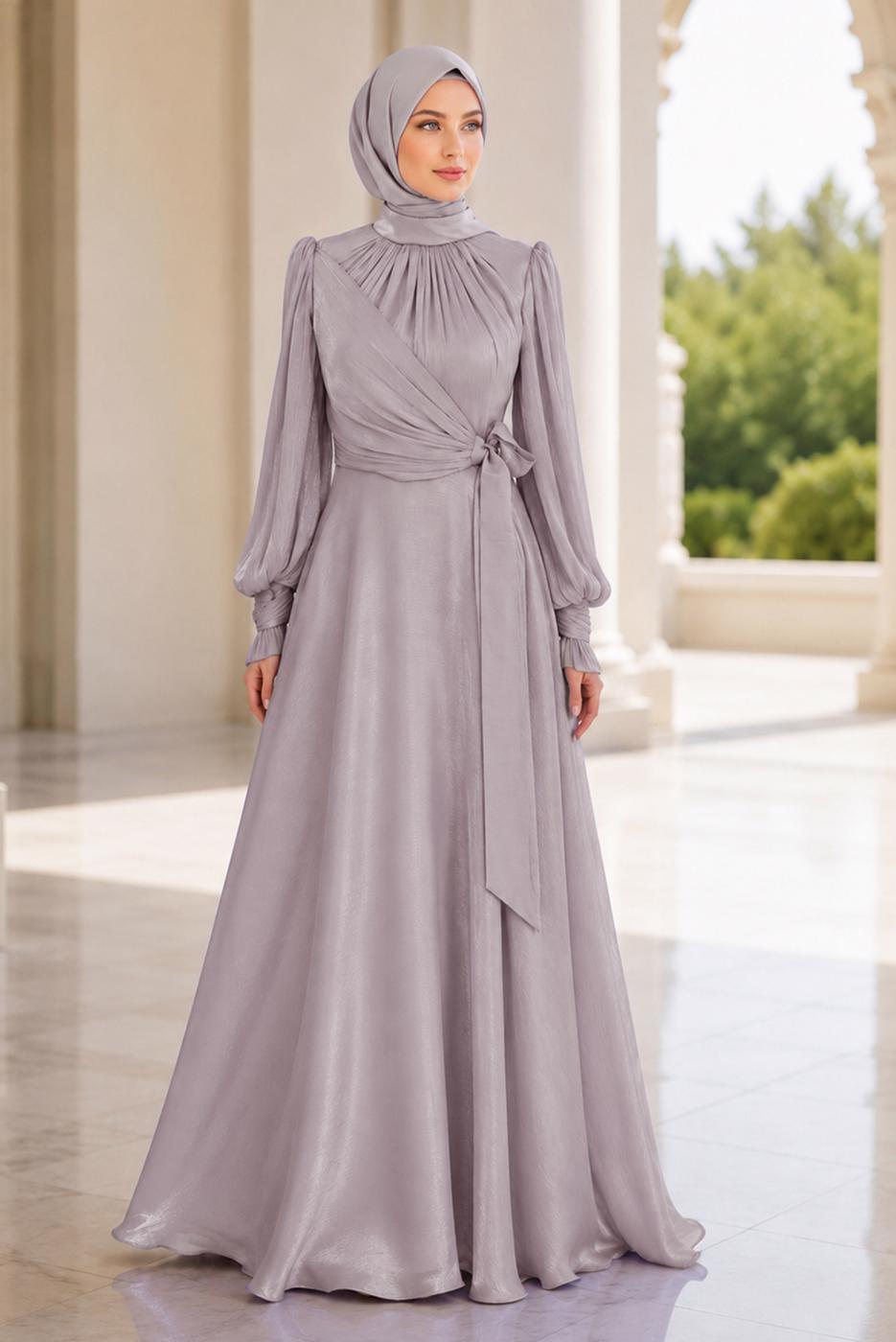 Vêtements hijab POURPRE ROBE DE SOIRÉE MODESTE T 5163