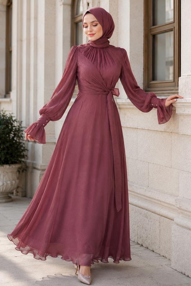 Hijab clothing PINK MODEST EVENING DRESS T 5163 - TRENDTESETTÜR