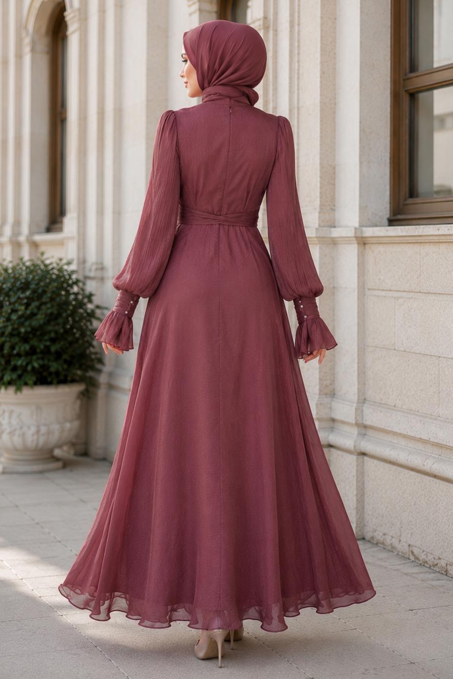 Hijab clothing PINK MODEST EVENING DRESS T 5163