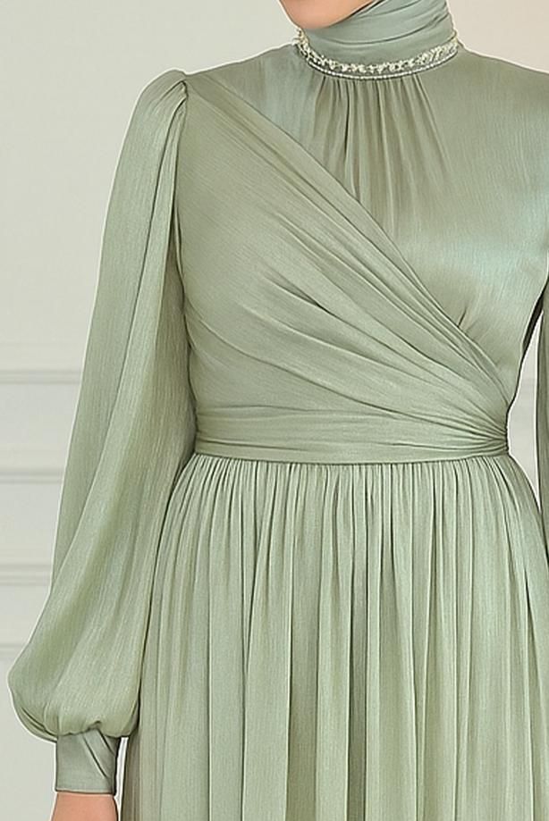 Vêtements hijab VERT ROBE DE SOIRÉE MODESTE T 6063 - TRENDTESETTÜR