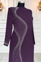 Vêtements hijab PRUNE ROBE DE SOIRÉE À DÉTAILS DE PERLES T 7063