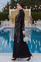 Tesettür giyim SİYAH TAŞLI ABİYE ELBİSE T 8063