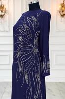Vêtements hijab BLEU MARINE ROBE DE SOIRÉE AVEC BIJOU T 8063