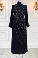 Vêtements hijab NOIR ROBE DE SOIRÉE À PERLES T 8953