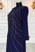 Vêtements hijab BLEU MARINE ROBE DE SOIRÉE À PERLES T 8953