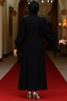 Tesettür giyim SİYAH TAŞLI ABİYE ELBİSE T 9063