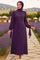 Hijab clothing PLUM GEM EMBROIDERED EVENING DRESS T 9063