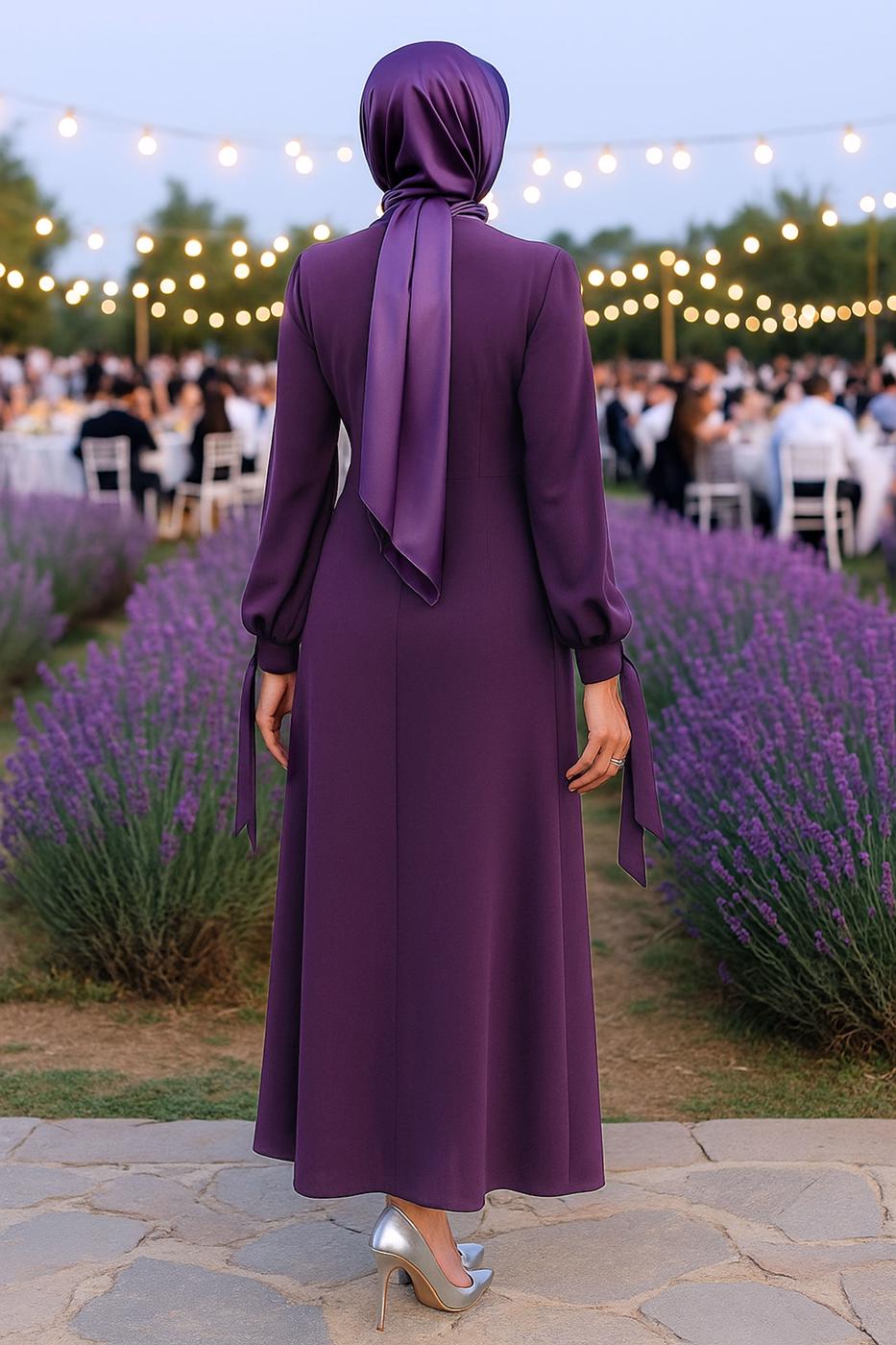 Hijab clothing PLUM GEM EMBROIDERED EVENING DRESS T 9063