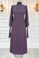 Vêtements hijab POURPRE ROBE DE SOIRÉE BRODÉE DE PIERRES PRÉCIEUSES T 9063