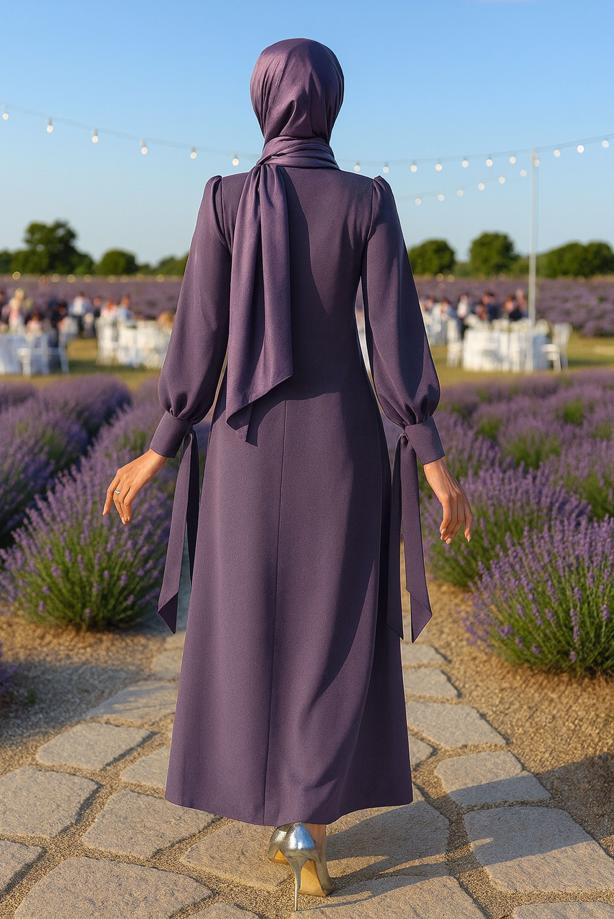 Vêtements hijab POURPRE ROBE DE SOIRÉE BRODÉE DE PIERRES PRÉCIEUSES T 9063 - TRENDTESETTÜR