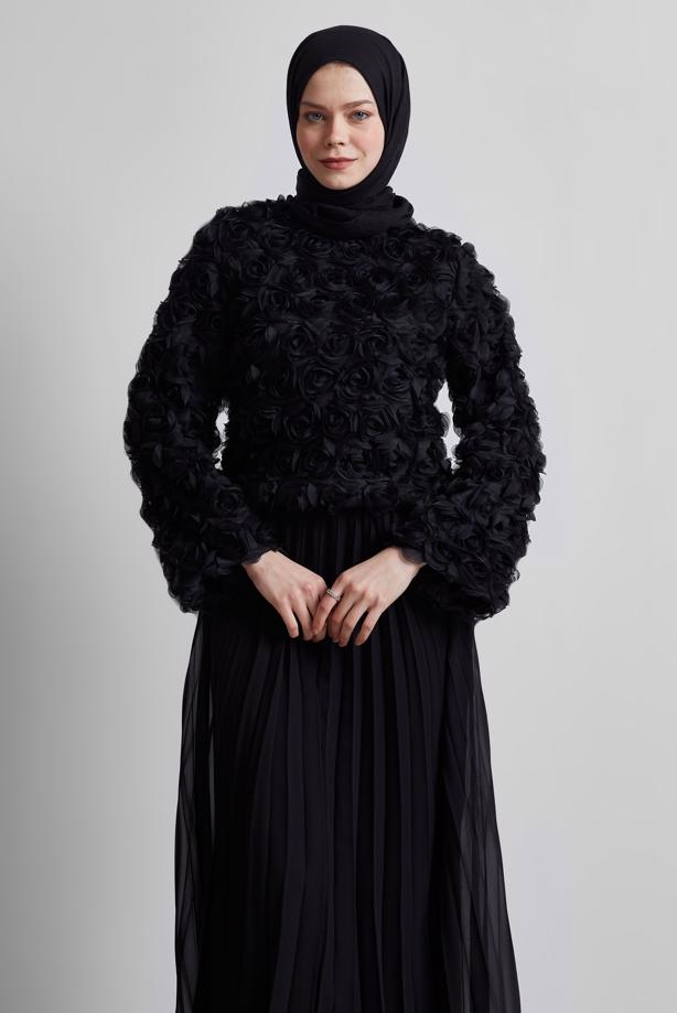 Tesettür giyim  GÜL DETAYLI BLUZ T 3916 - TRENDTESETTÜR