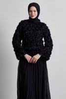 Tesettür giyim SİYAH GÜL DETAYLI BLUZ T 3916