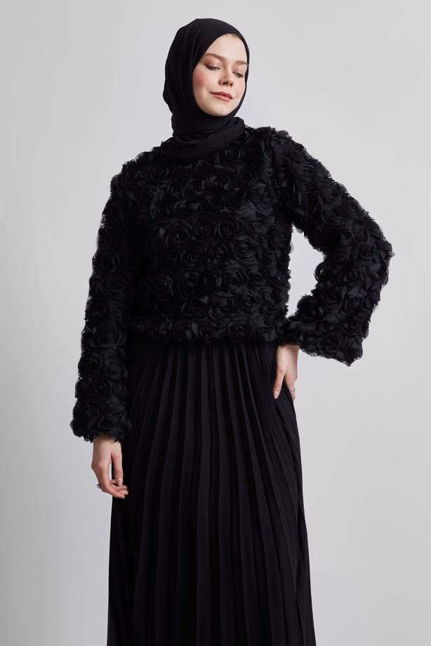 Tesettür giyim  GÜL DETAYLI BLUZ T 3916 - TRENDTESETTÜR