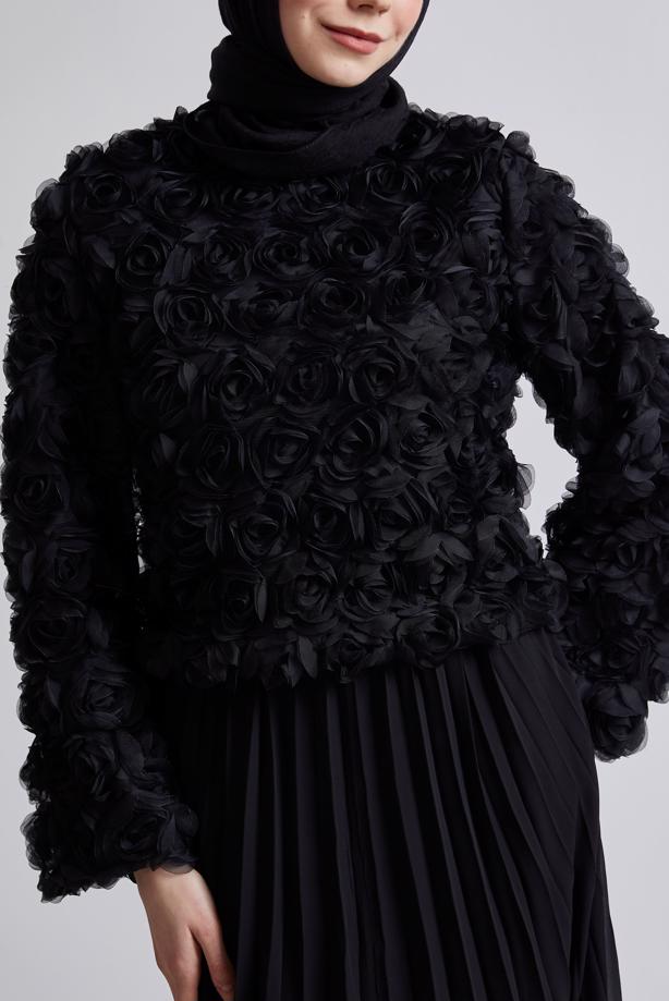 Tesettür giyim  GÜL DETAYLI BLUZ T 3916 - TRENDTESETTÜR