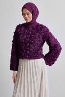 Tesettür giyim MOR GÜL DETAYLI BLUZ T 3916