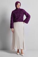 Tesettür giyim MOR GÜL DETAYLI BLUZ T 3916