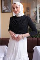 Tesettür giyim SİYAH DEGAJE YAKALI BLUZ T 4094