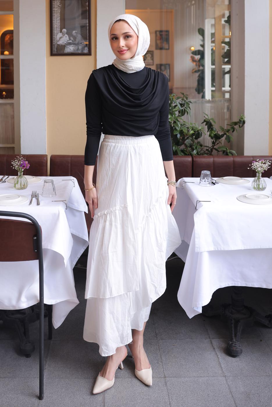 Tesettür giyim SİYAH DEGAJE YAKALI BLUZ T 4094