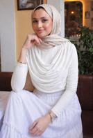 Hijab clothing WHITE COWL NECK BLOUSE T 4094