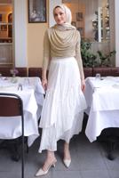 Tesettür giyim BEJ DEGAJE YAKALI BLUZ T 4094