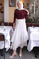 Tesettür giyim BORDO DEGAJE YAKALI BLUZ T 4094