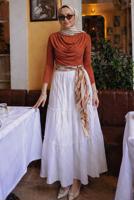 Hijab clothing BROWN COWL NECK BLOUSE T 4094