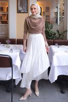 Tesettür giyim KAHVE DEGAJE YAKALI BLUZ T 4094