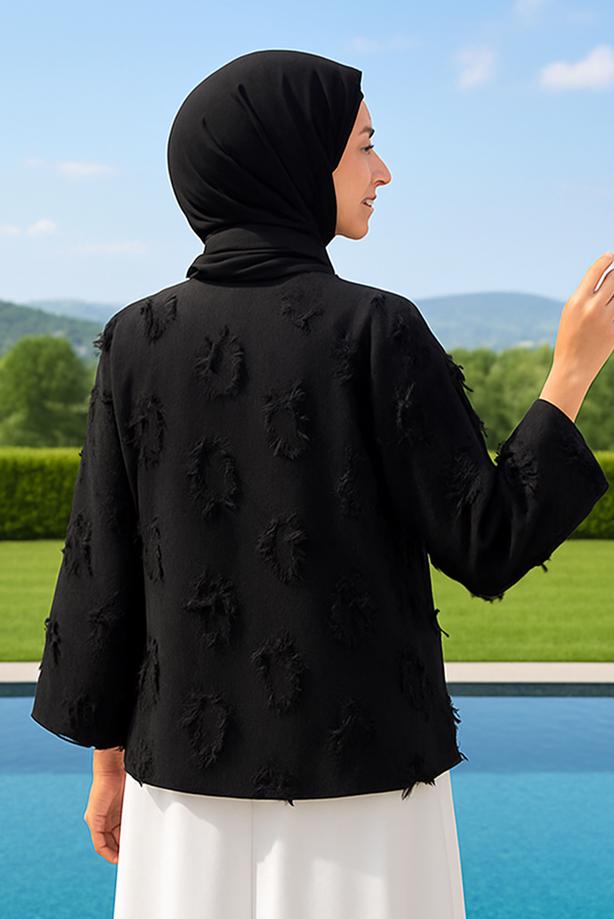 Vêtements hijab NOIR KIMONO NOUÉ T 0332 - TRENDTESETTÜR