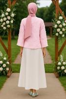 Tesettür giyim PEMBE BAĞCIKLI KİMONO T 0332