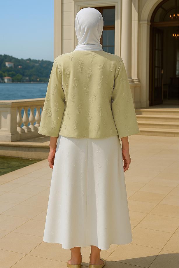 Tesettür giyim YEŞİL BAĞCIKLI KİMONO T 0332 - TRENDTESETTÜR