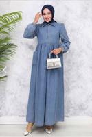 Vêtements hijab BLEU ROBE EN JEAN DE COTON T 028