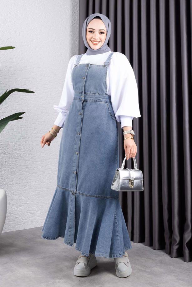 Vêtements hijab BLEU ROBE SALOPETTE EN JEAN T 365 - TRENDTESETTÜR