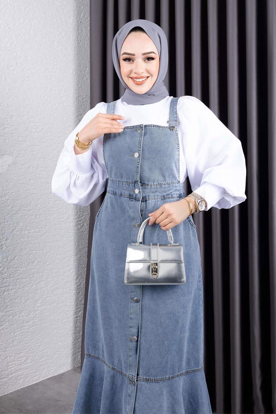 Vêtements hijab BLEU ROBE SALOPETTE EN JEAN T 365