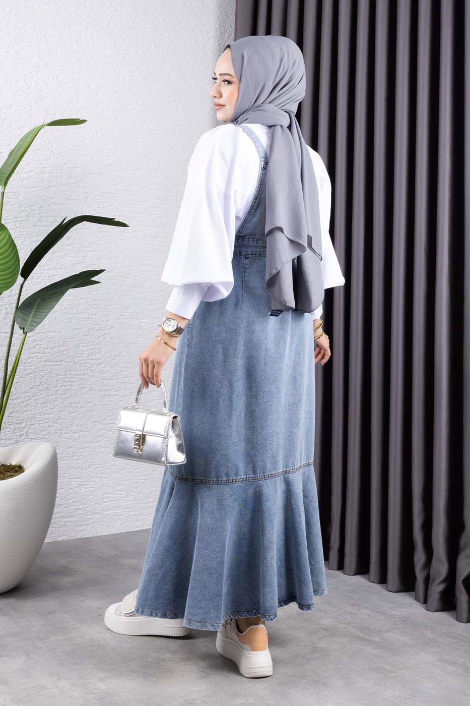 Vêtements hijab BLEU ROBE SALOPETTE EN JEAN T 365