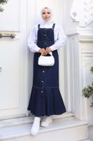 Vêtements hijab BLEU MARINE ROBE SALOPETTE EN JEAN T 365