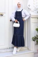 Vêtements hijab BLEU MARINE ROBE SALOPETTE EN JEAN T 365