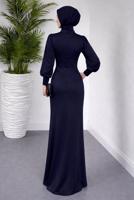 Tesettür giyim LACİVERT TAŞ DETAYLI ABİYE ELBİSE T 1715